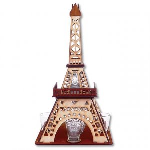 Darčeková súprava Eiffelová veža s fľašou a štamperlíkmi